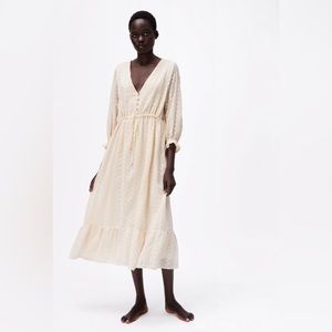 ZARA Dotted Mesh Midi Dress - SIZE M and BUMP FRIENDLY! NWOT